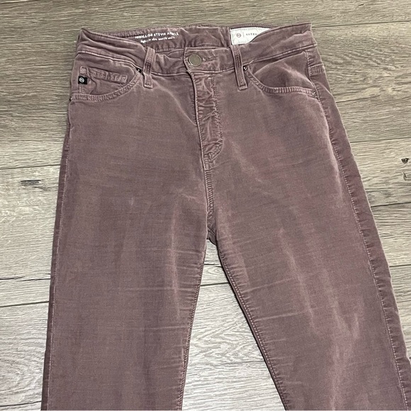 Anthropologie AG High Rise Stevie Ankle Gray Taupe Velvet Slim Straight Sz 25R. - Picture 4 of 10
